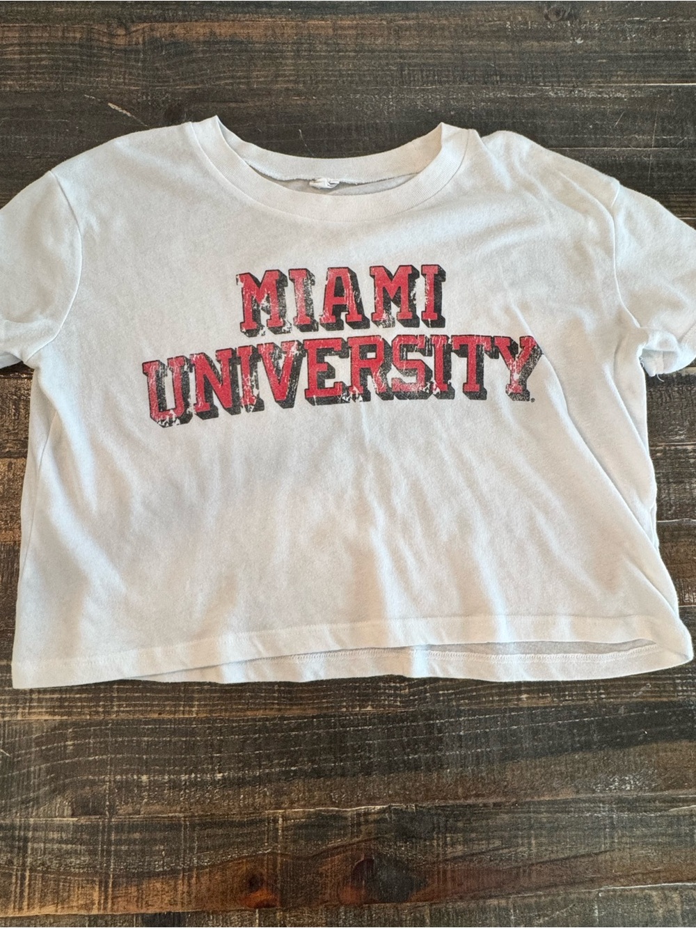 Miami University White Cropped Graphic T-Shirt Size Small. Open to offers!!